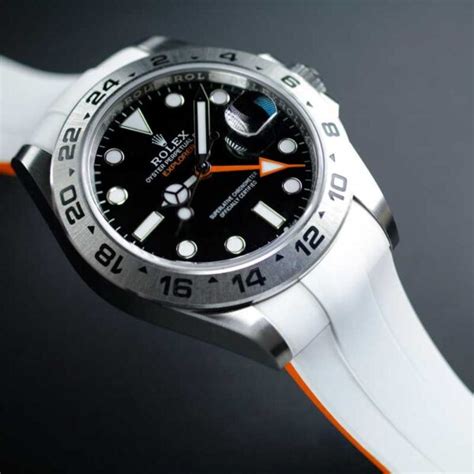 rolex rubber strap explorer 2|explorer 2 on rubber strap.